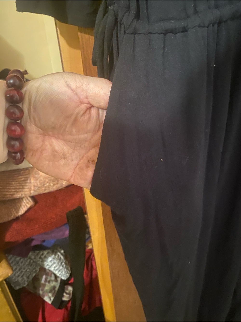GAP Women’s Black V-Neck Jumpsuit | Drawstring Waist | 3/4 Sleeve - Picture 7 of 11